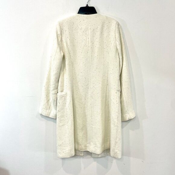 Cream White Sequinses Pearl Beaded Dress Coat - Picture 3 of 15